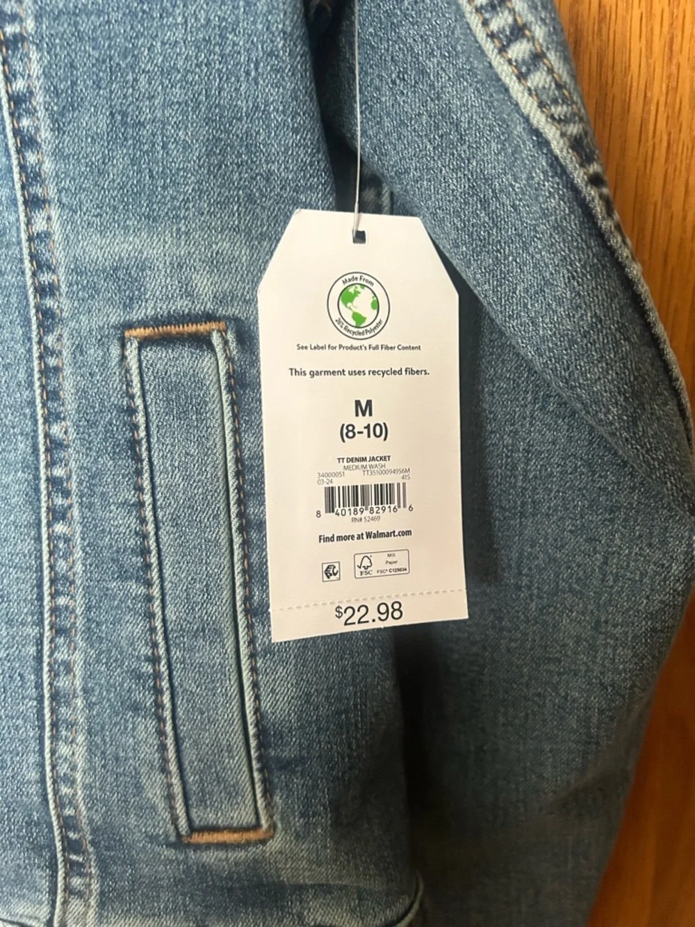 Time and Tru Medium Blue Denim Jacket - Picture 3 of 3